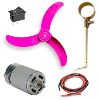 High Speed DC Fan Set (Motor + 9Inch Blade + 15CM Stand + On/Off Switch + Wire)