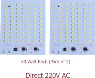 70 SMD LED 50W Direct AC 220V Aluminium Base Board – Driverless Halogen Replacement (Pack of 2)